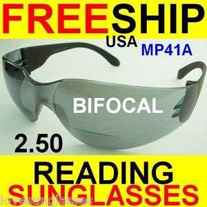 BIFOCAL SAFETY GLASSES TINTED READING SUN GLASSES 2.50  
