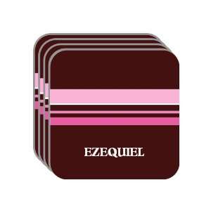 Personal Name Gift   EZEQUIEL Set of 4 Mini Mousepad Coasters (pink 