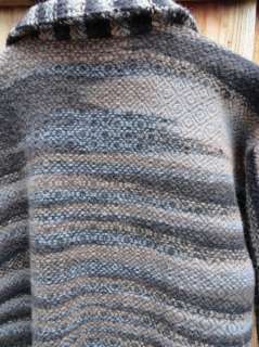Super Soft Tejidos 100% Wool Ethnic Verigated Handwoven Wool Jacket L 