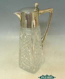 Silver Crystal Claret Jug Decanter Binder Germany c1900  