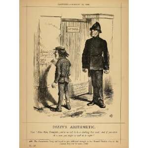  1878 Print Punch Cartoon Disraeli Election Bobby 1865 