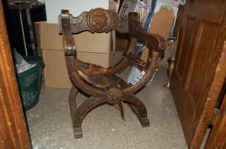 Nice 100 yr. old Carved Wood Bishops Chair +  