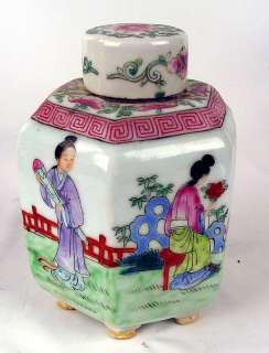 Nice Famille Rose Chinese Tea Caddy Qing / Republic  