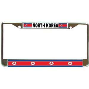  North Korea Korean Flag Chrome Metal License Plate Frame 