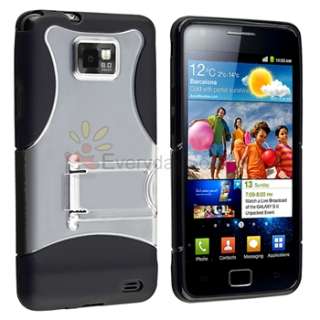 Black Clear Stand Case+Charger+Cable+Privacy LCD For Samsung Galaxy S2 