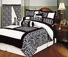 Zebra Bedding Black White Red Comforter Set Queen New  
