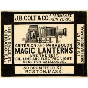  1895 Ad J. B. Colt Criterion Parabolon Magic Lanterns 