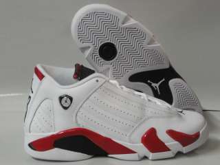 Nike Air Jordan 14 Retro White Red Black Sneakers Kids GS Size 4 