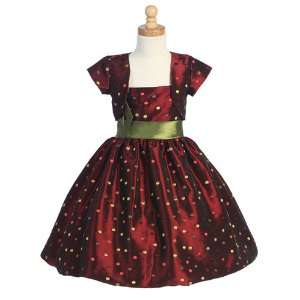  Lito Girls Burgundy Embroidered Holiday Dress with Bolero 