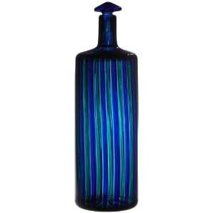  Venini Canne 11.5 Inch Sapphire and Green Bottle