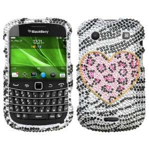   Leopard Crystal BLING Hard Case Phone Cover BlackBerry Bold 9930 9900