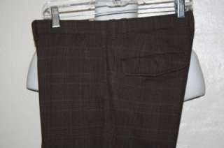 HUGO BOSS 2011 BLADE BROWN PLAID FLAT FRONT CASUAL DRESS PANTS 36 MINT 