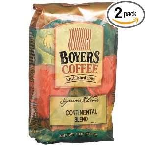 Boyers Coffee Continental Blend, 16 Ounce Bags (Pack of 2)  