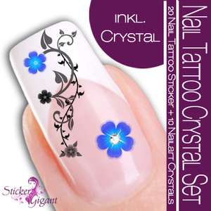 NEU Nail Art Tattoo Sticker Crystal SET blau / türkis  