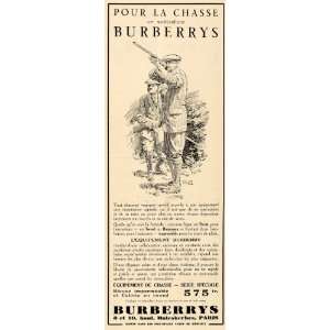  1934 French Ad Burberry Hunting Shooting Clothes Tweed 