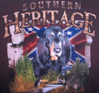 Hunting Tshirt Southern Heritage Blood Hound Confederate Rebel Coon 