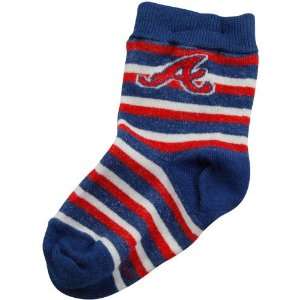   Braves Infant Sport Stripe Socks   Royal Blue/Red
