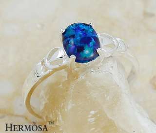 Lady Friendship Promise Shiny Blue Ocean Fire Opal 925.Sterling Silver 