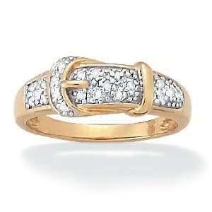   Jewelry 18k Gold Over Silver Diamond Womens Buckle Ring Jewelry