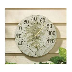  14 1/2 Diameter Fossil Sumac Thermometer Clock, Moss 