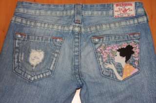 TRUE RELIGION BOBBY Embroidered Geisha Girl Jeans sz 29  