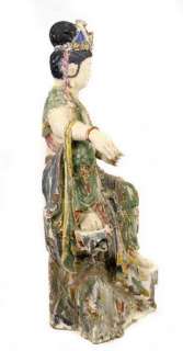 Large Antique Chinese Bodhisattva Wood Sculpture 42  