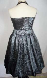   Dress 8 Metallic Gray Strapless Structured Bodice Full Skirt  