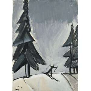 FRAMED oil paintings   Mario Sironi   24 x 34 inches   The skier 