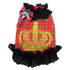  Red Plaid Pattern Crown Hair Coat for Dogs   Size 1