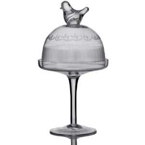  Glass Bird Footed Dessert Pedestal with Dome