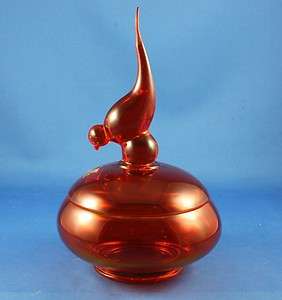 Viking Glass Vintage Epic Long Tailed Bird Figurine Candy Box Dish 