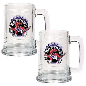  Toronto Raptors 2pc 15oz Glass Tankard Beer Mug Set 