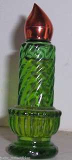   AVON Green Glass CHRISTMAS CANDLE Full MOONWIND COLOGNE Perfume BOTTLE