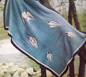 Sea Swallow Afghan Crochet Pattern*Birds*Peaceful*Blues  