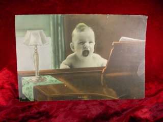   PICTURE FRAME PHOTO Baby Singing on Piano SWEET ADELINE Vintage  