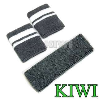 pair gray high quality stylish sporty wristbands 1 gray headband 