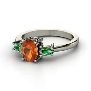  Sydney Ring, Oval Fire Opal Sterling Silver Ring with 