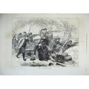   1871 Battle Le Mans France Men Shooting Lady Wounded