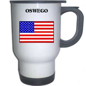  US Flag   Oswego, New York (NY) White Stainless Steel Mug 