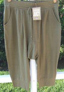 JUICY COUTURE COTTON OLIVE GREEN HIGH FASHION ELASTIC WAIST SHORTS 