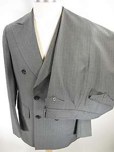 vintage 50s SUSSEX GANGSTER Peak Lapel gray PINSTRIPE suit men 40R 