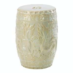  Shanghai Dragon Stool in Off White Glaze