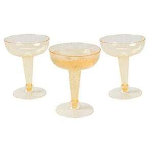  Gold Glitter Champagne Glasses (1 dz)