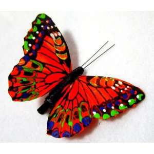  NEW Orange Hand Painted Butterfly Hair Clip, Limited 