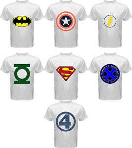 Super Hero Logo T Shirt Assorted 7 New Design S 3XL  