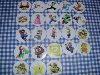 50 pc precut 1 Super Mario mix bottlecap images  