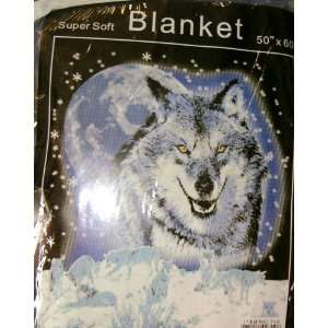  New, Wolf Super Soft Fleece Blanket, 50 X 60