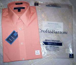 NWT Sealed 15 32/33 Croft & Barrow DRESS SHIRT Coral $32  