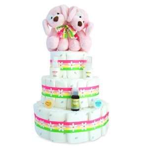  Mama & Babies Twin Girls 3 Tier Baby Diaper Cake (3 