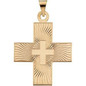   14K Yellow Gold 27.50X25.00 mm Greek Cross Pendant CleverEve Jewelry